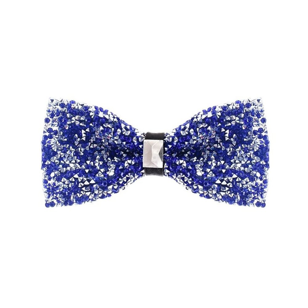 Mens Womens Rhinestone Bow Tie Satin Sequin Blue